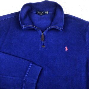 Polo Ralph Lauren Long Sleeve 1/4 Zip Pullover Sweater Mens XL Purple Cobalt Blu